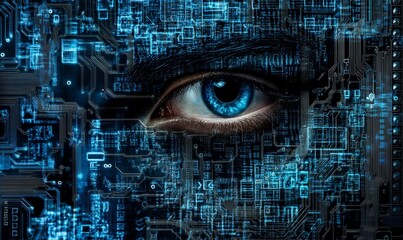 Cyber Security Concept with Lock on Integrated Circuit Board Highlighting Digital Safety in Technology, 