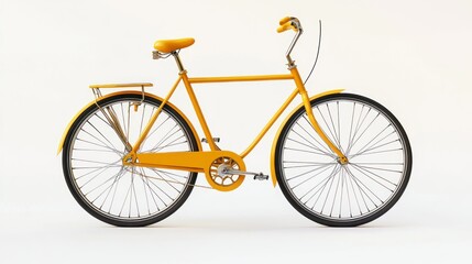 Fototapeta premium Yellow bicycle on white background, studio shot, transportation, leisure activity