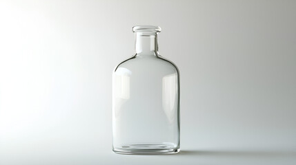 Empty clear glass bottle on a white background. Perfect for mockups and product displays.
