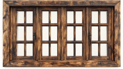 Rustic Wooden Window with Mullioned Panes