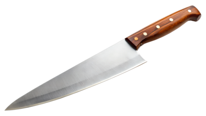 big steel chef knife, isolated soft focus on the transparent background