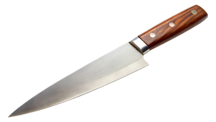 big steel chef knife, isolated soft focus on the transparent background