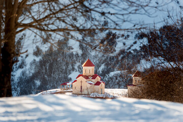 Snow-covered church