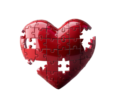 Red Heart isolated on a white or transparent background - Powered by Adobe