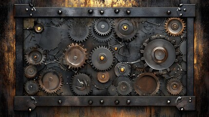 Rustic Metal Gear Panel Steampunk Cogs Artwork