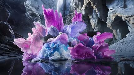Abstract Purple Blue Crystal Cave Formation AI Art