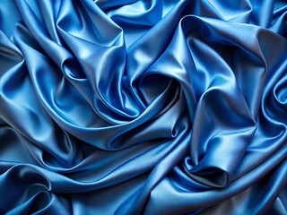 Fototapeta premium Luxurious Blue Satin Fabric Texture Background - Elegant Draped Cloth for Fashion Design & Presentations