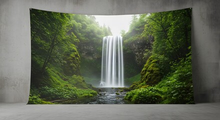 Majestic Waterfall Cascading Through a Serene Forest