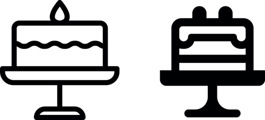 Cake on Stand Vector Icon Set - Elegant and Delicious Dessert Graphics