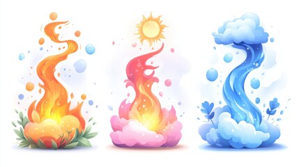 Obraz premium Elements of Nature Fire, Sun, Water