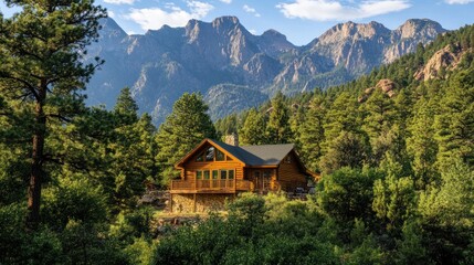 Mountain Cabin Retreat: Secluded Log Home nestled in a Majestic Mountain Landscape