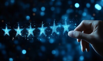 Customer Reviews Concept with 5-Star Rating System, Users Assessing Service Quality via Online Application, Enhancing Business Reputation through Ratings, Survey Feedback on Digital Platforms, 