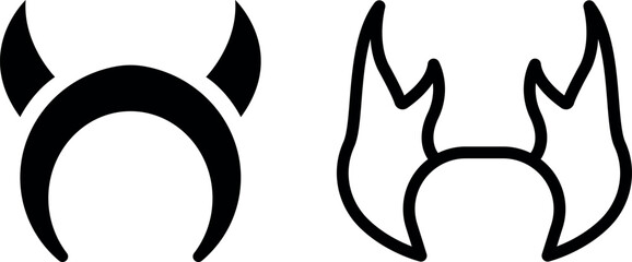 Devil Horns Vector Icon Set - Bold and Mischievous Symbol Graphics