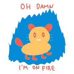 hand drawn and hand lettering animal and fruit and ghost