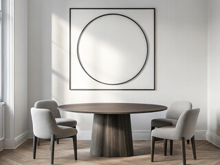 Frame mockup, ISO A paper size. Living room wall poster mockup. Interior mockup with house background. Modern interior design. 3D render