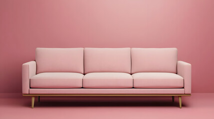 Fototapeta premium Modern pink sofa in minimalist living room furniture showcase contemporary design indoor setting front view