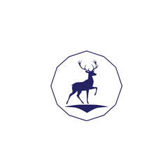 Silhouette of a deer standing in the forest on a white background