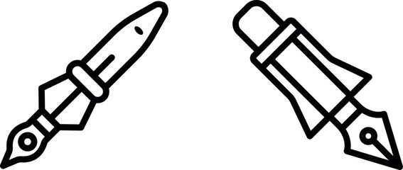 Fountain Pen Vector Icon Set - Elegant and Classic Writing Tools Graphics