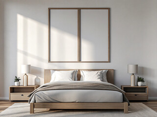 Frame mockup, ISO A paper size. Living room wall poster mockup. Interior mockup with house background. Modern interior design. 3D render