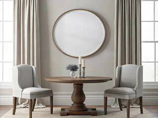 Frame mockup, ISO A paper size. Living room wall poster mockup. Interior mockup with house background. Modern interior design. 3D render