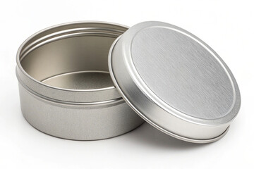 Empty Round Tin Can on White Background