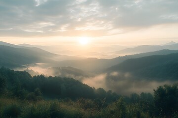 Obraz premium sunrise in the mountains, Generative AI