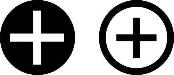 Plus Symbol Vector Icon Set - Simple and Universal Graphics