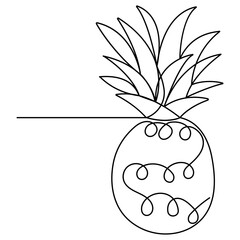 Pineapple  icon  continuous one line drawing  outline vector illustration