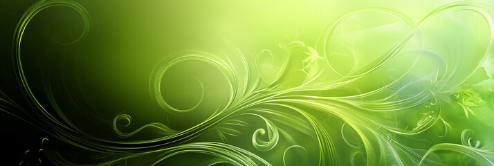 Lush Green Swirl Design With Intricate Abstract Lines And Vibrant Light Effects