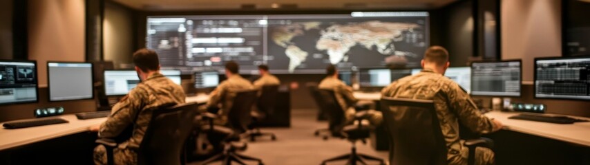 High-Tech War Room, Military Strategists, AI Simulations, Real-Time Data Analysis, Global Conflict Predictions, Strategic Planning