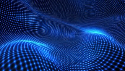Obraz premium Abstract Blue Digital Wave: Glowing Dotted Landscape