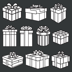 Elegant white color Gift Box Icon for Digital Use 