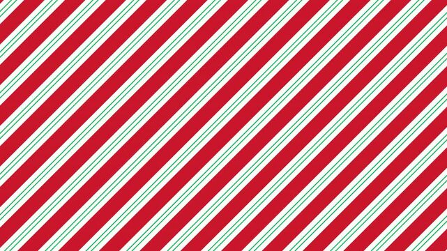 Candy cane background animation. Diagonal stripes seamless pattern. Peppermint wrapping texture. Red candy cane stripes. Seamless animation