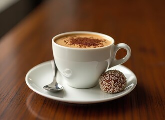 Fototapeta premium Enjoying a classic Viennese coffee paired with a sweet treat