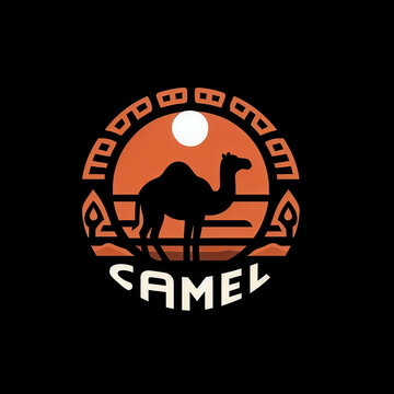 Ornate Camel Emblem Logo for desert tour companies, Middle Eastern caf&eacute;s, and travel brands &mdash; ideal for signage, menus, and app icons

