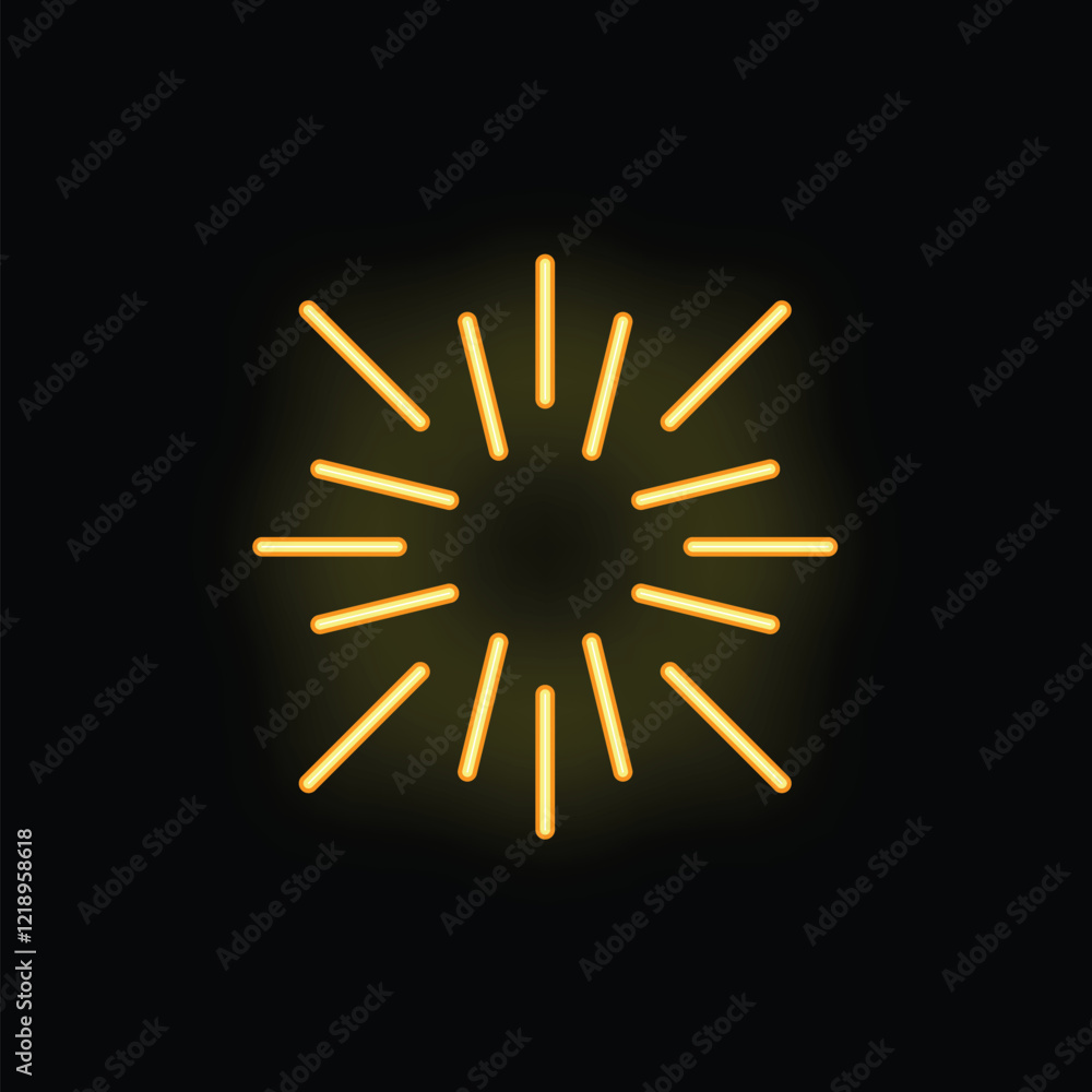 Poster neon light is shining with rays around on a black background creating a bright glowing effect