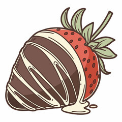 chocolate strawberry dessert candy food on white background. Chocolate-Covered Strawberry Illustration with Juicy Details - Perfect for Dessert and Valentine's Day Designs.