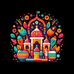 Indian Palace Diwali Logo for travel agencies, décor stores, and festival events — ideal for signage, invitations, and app icons