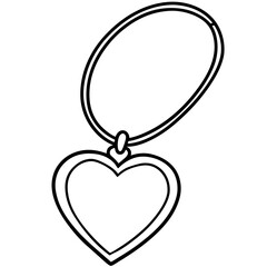 Beautiful Heart-Shaped Pendant Vector Outline