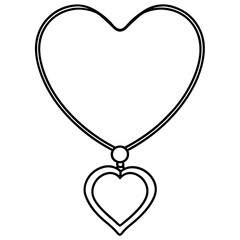 Beautiful Heart-Shaped Pendant Vector Outline