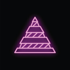Neon pyramid glowing on a black background, representing growth, ambition and success