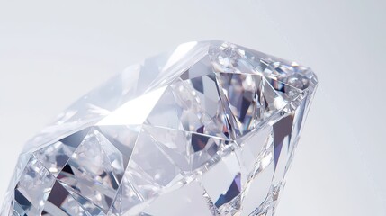 A crystal clear diamond on a white isolated background, showcasing its sharp facets