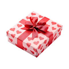 Romantic Valentine’s Gift Box with Ribbon Without Background