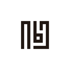 Letter n b J square geometric symbol simple logo vector