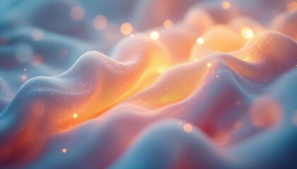 Obraz premium Glowing abstract fabric waves with soft light and sparkling details