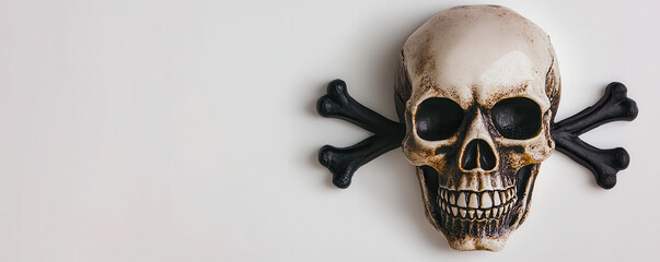 detailed skull symbol representing poison awareness in public spaces, bold and striking, serves as reminder of safety