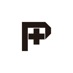 Obraz premium Letter P plus, square geometric symbol simple logo vector