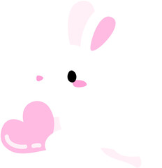 White Rabbit with pink heart