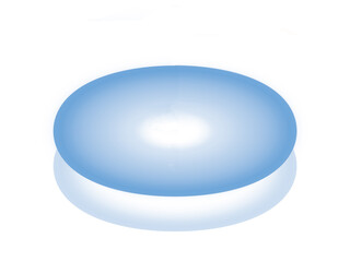 3d circle donut shape double stack with hole in center, gradient petrol blue on white background. disk optic. high angle view, copy space