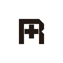 Fototapeta premium Letter R plus, geometric symbol simple logo vector